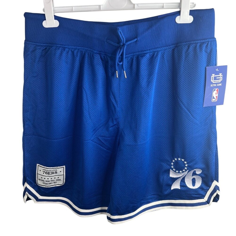 NBA Philadelphia 76ers Roy Blue Mesh Gym Class Basketball Shorts Drawstring XL
